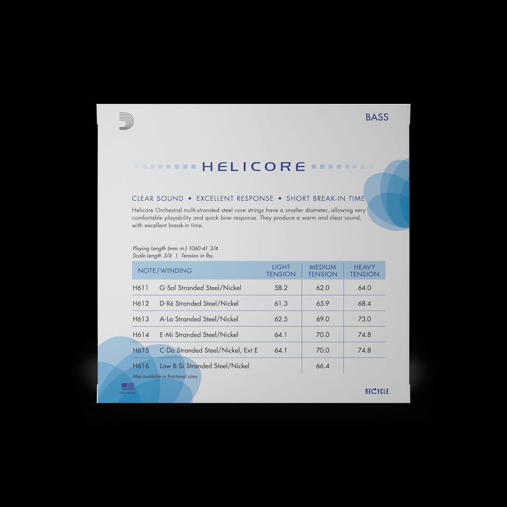 D'Addario Helicore Orchestral Bass String Set 3/4