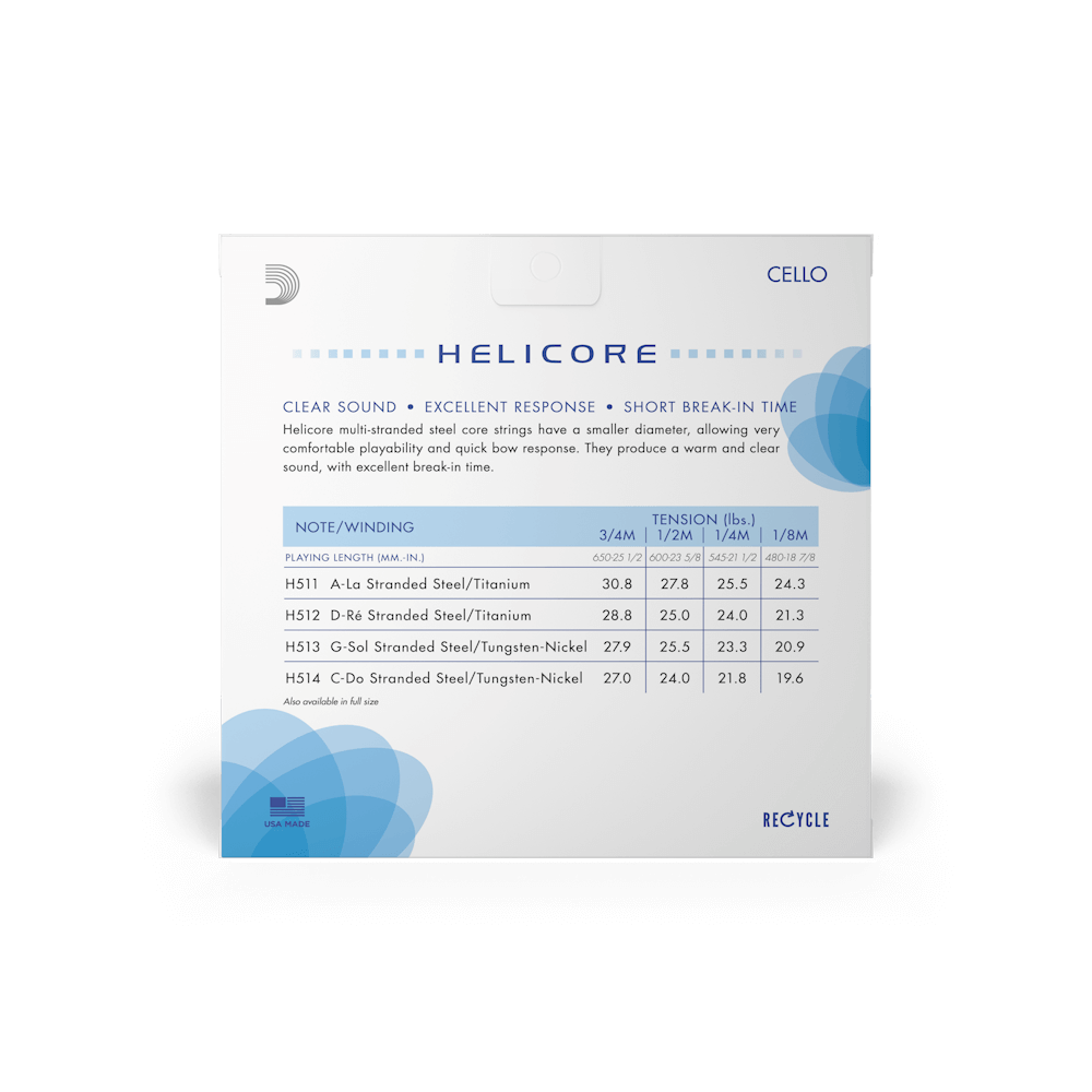D'Addario Helicore Cello String Set 1/2