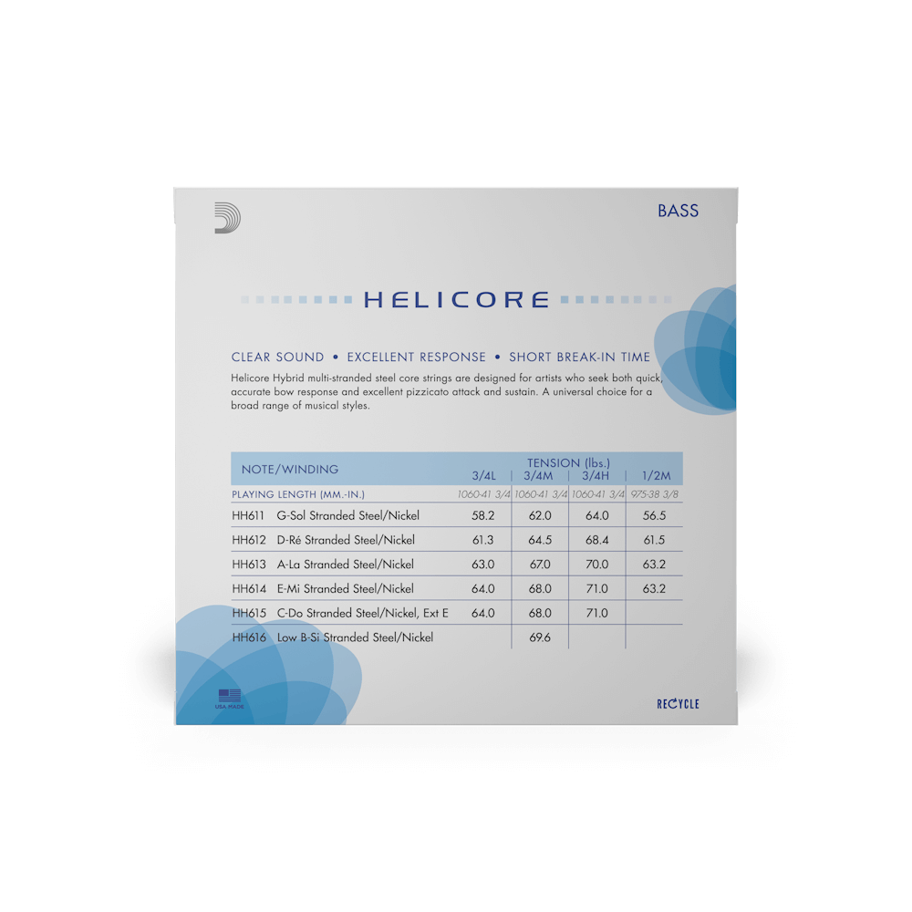 D'Addario Helicore Hybrid Bass String Set 3/4