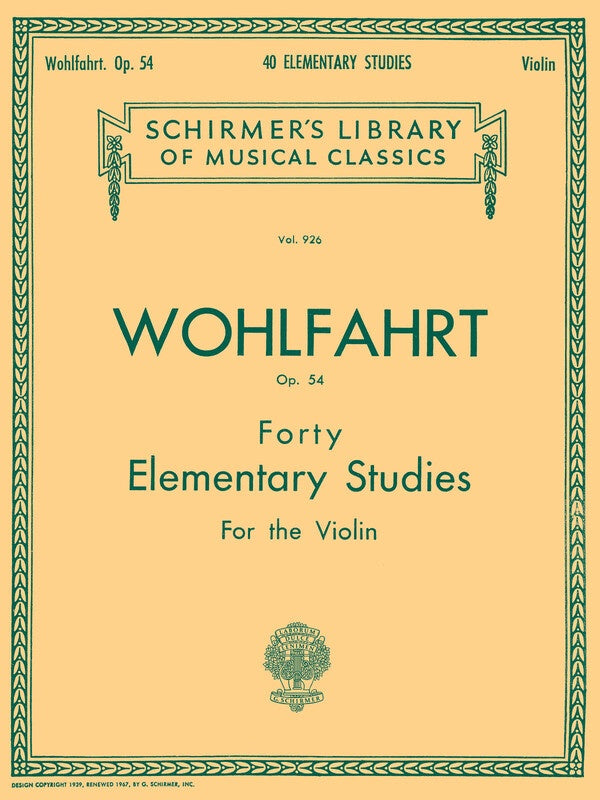Wohlfahrt - 40 Elementary Studies Op. 54 for Violin (Schirmer)