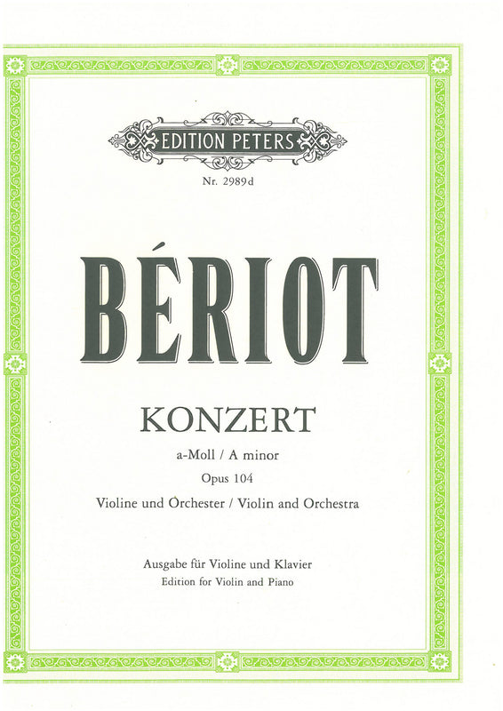 Beriot - Concerto No. 9 in A minor Op. 104 - Violin/Piano (Peters)