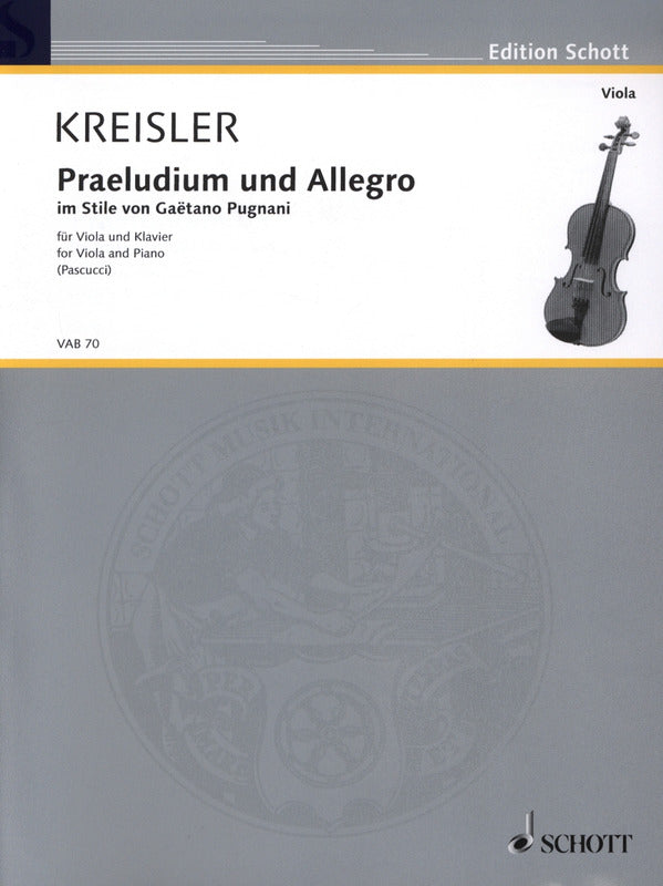 Praeludium & Allegro in the Style of Pugnani - Viola/Piano (Schott)