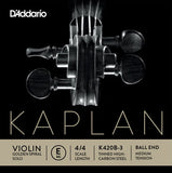 D'Addario Kaplan Golden Spiral Solo Violin E String (Ball-end medium) - 4/4